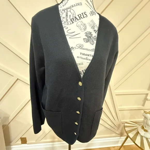 J. Crew Black Cardigan with Gold Buttons - Picture 2 of 6
